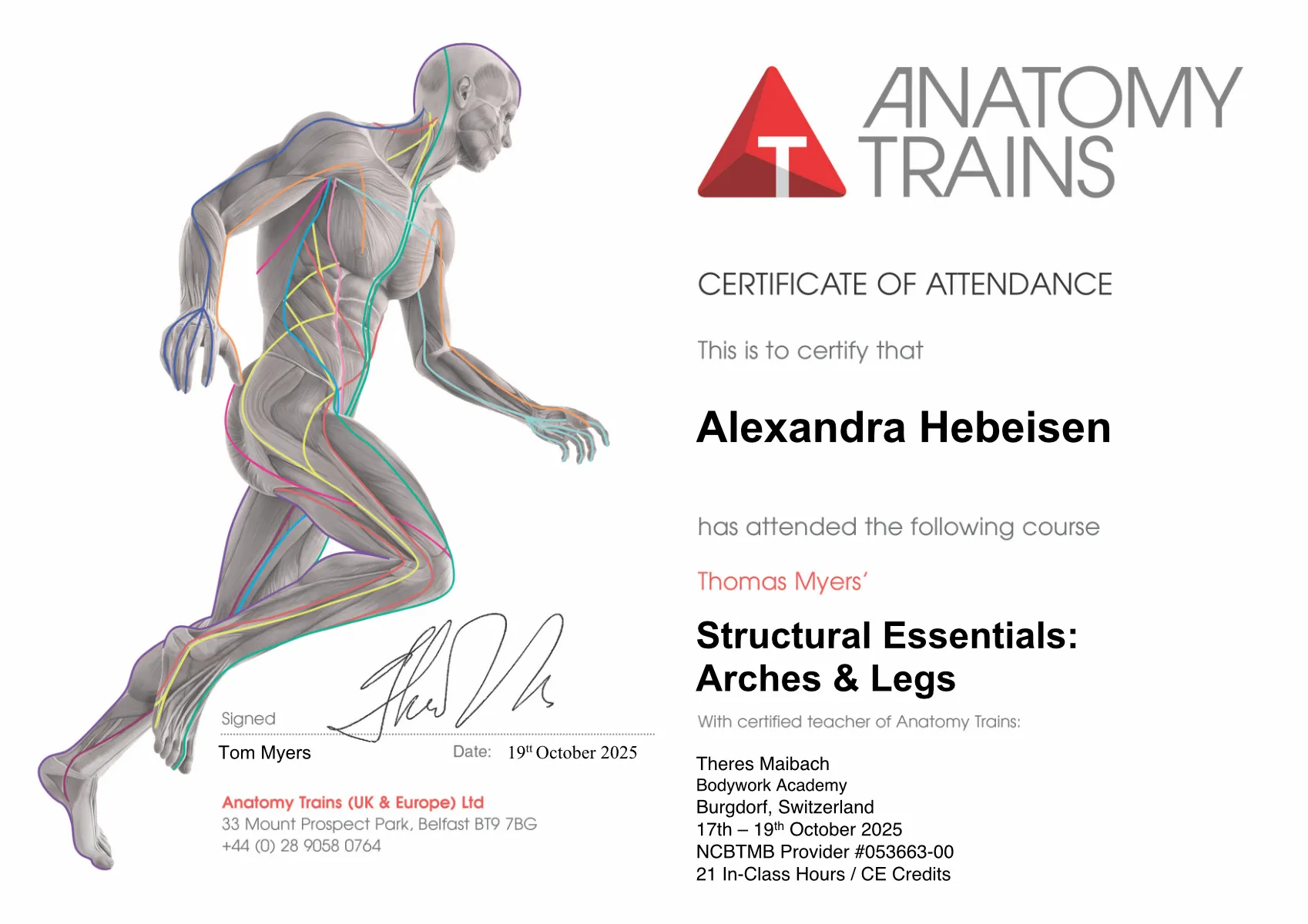 Workshop Anatomieausbildung in Fußgewölbe und Beine mit Alexandra Hebeisen