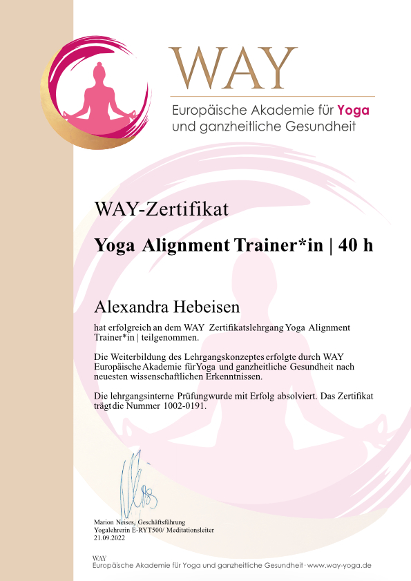 Workshop Yoga Alignment Trainerin mit Alexandra Hebeisen