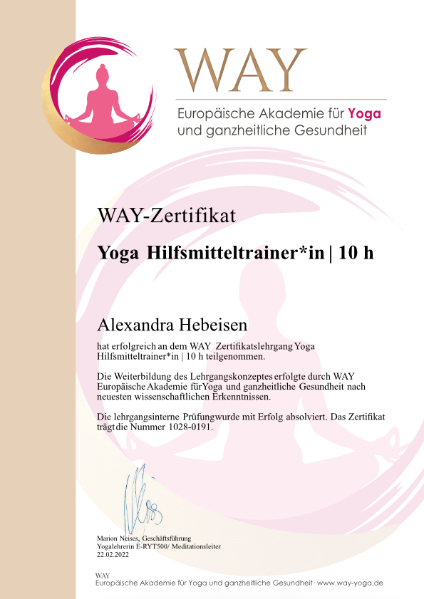 Workshop Yoga Hilfsmitteltrainerin mit Alexandra Hebeisen