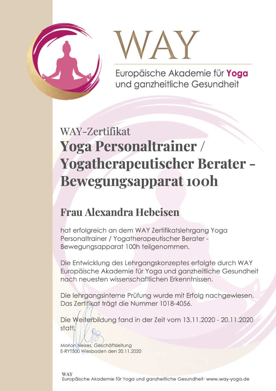 Workshop Yoga Personaltrainer mit Alexandra Hebeisen