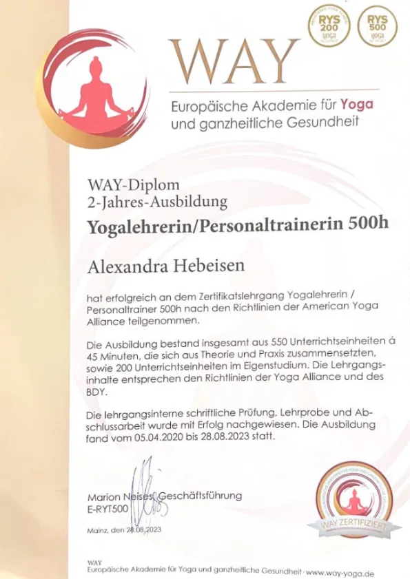Workshop Yogalehrerin 500h mit Alexandra Hebeisen