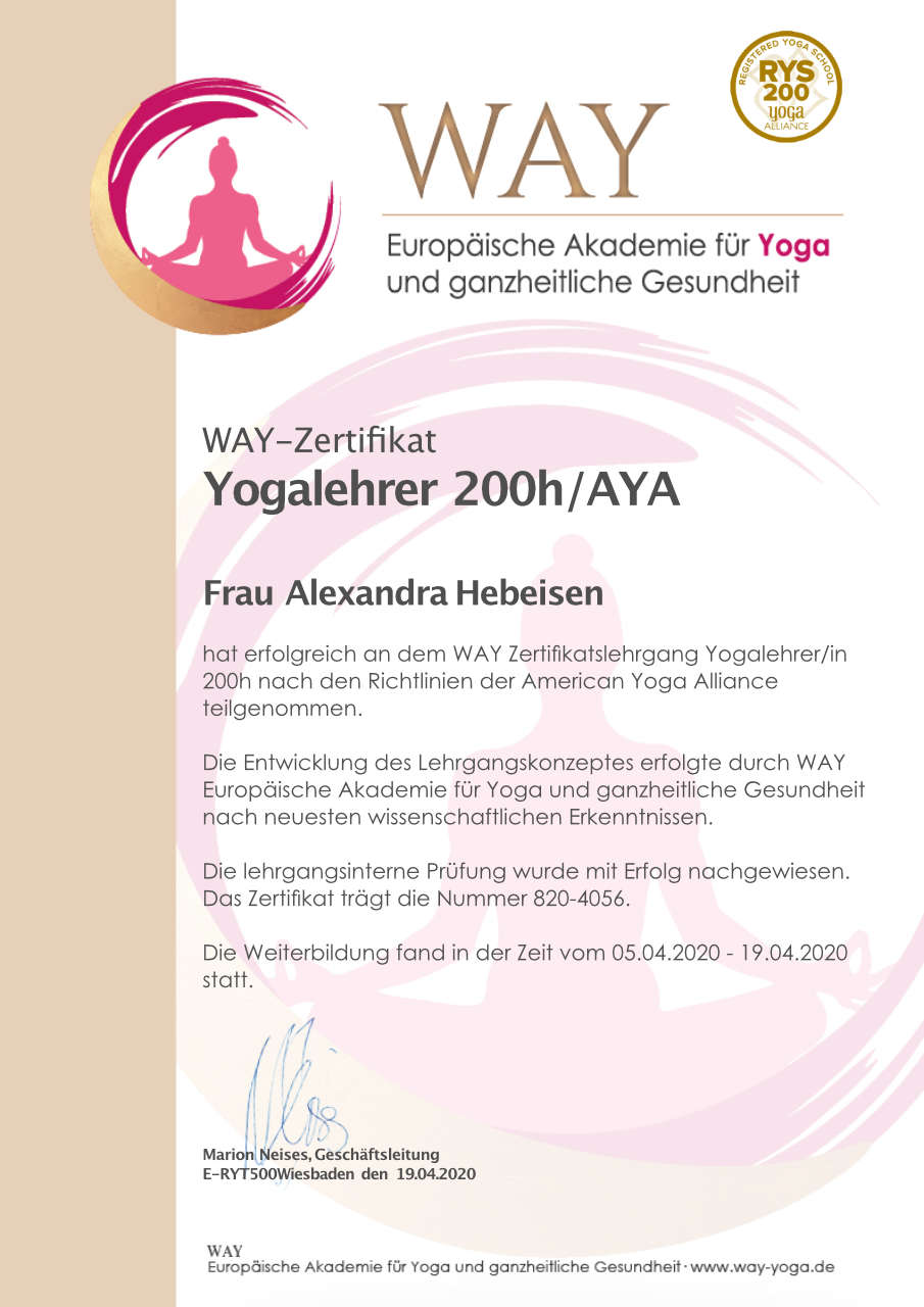 Workshop Yoga Lehrerin mit Alexandra Hebeisen
